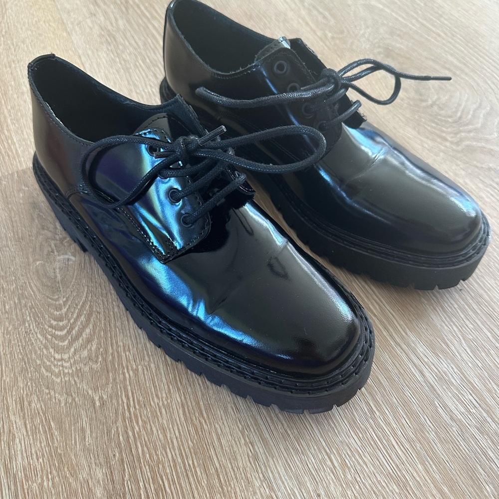 MAEVE X ANTHROPOLOGIE | square toe lace-up leather Oxfords - Picture 1 of 8